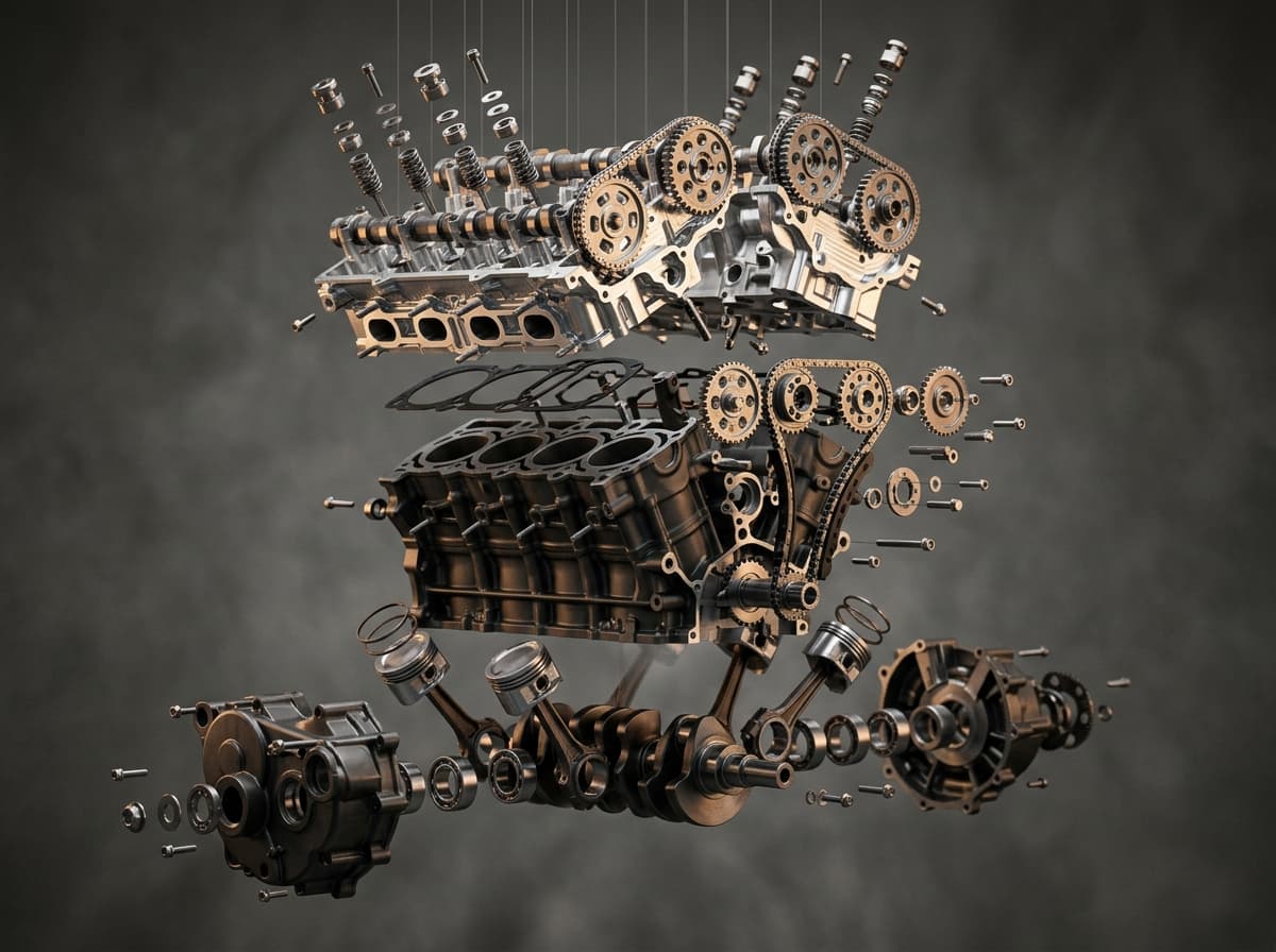 Japanese precision motorcycle engine assembly