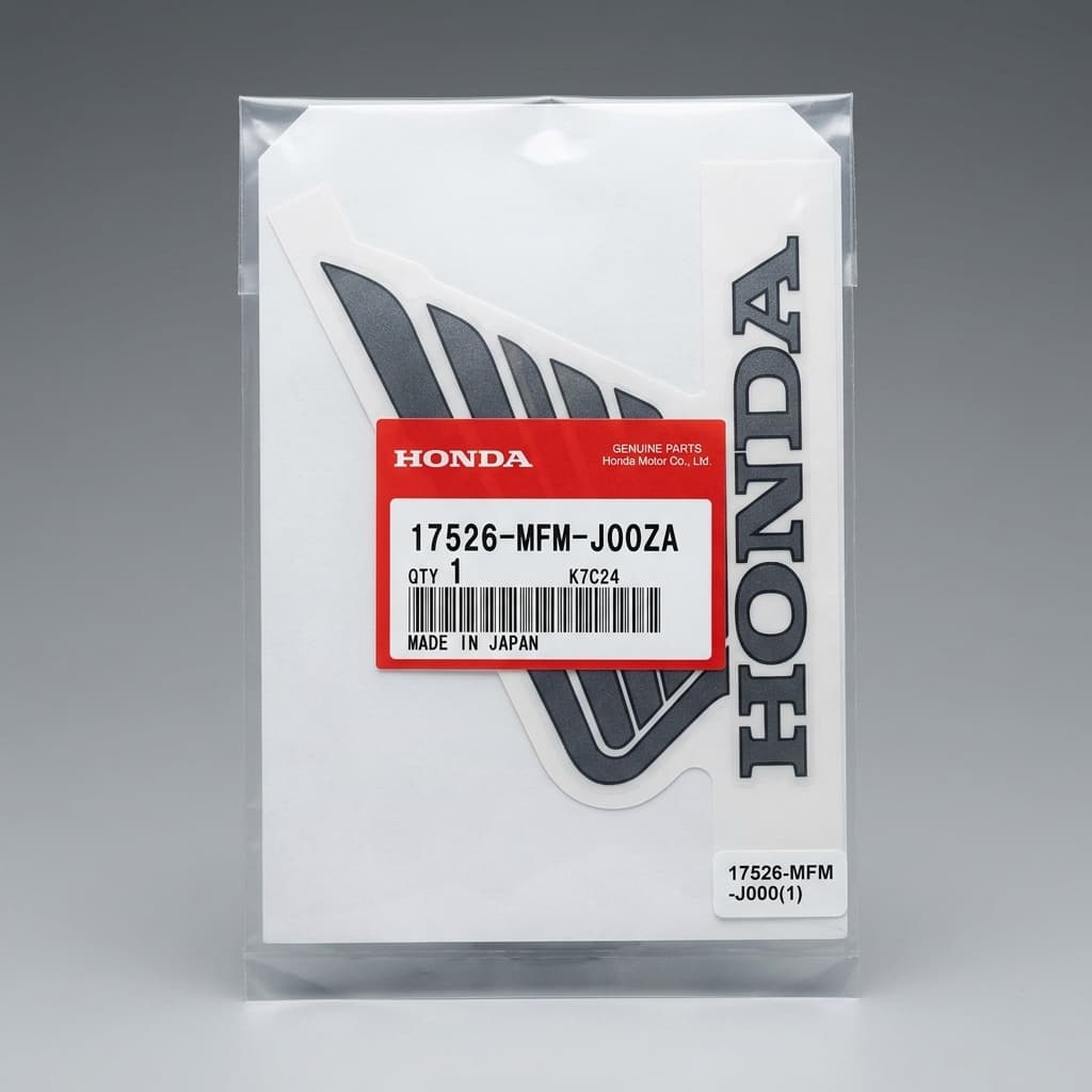 Honda Genuine Tank Wing Decal / Emblem (Silver/Grey) - Type ZA - View 1